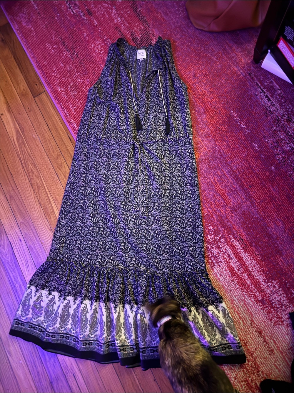 Misa Los Angeles Black and White Sleeveless Maxi Dress